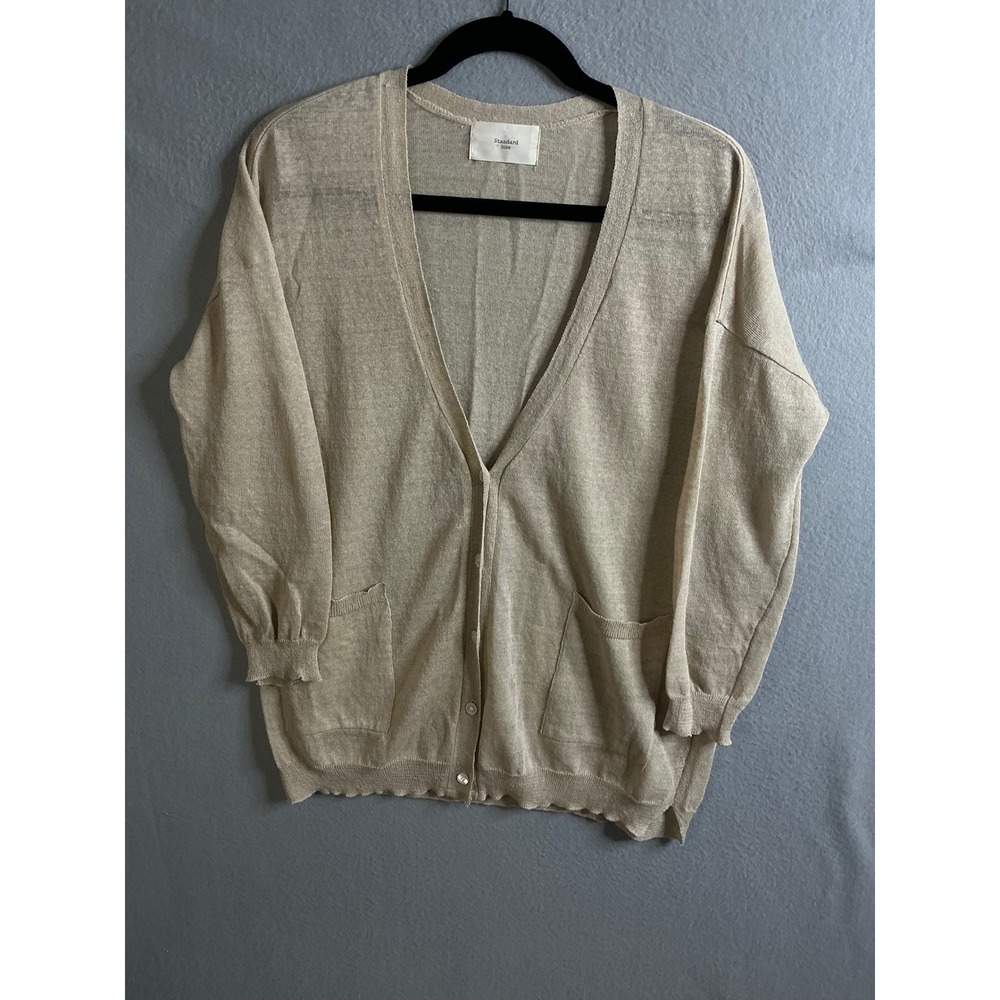 Standard Luxe Cardigan Women's Medium Open Front Pockets Lightweight‎